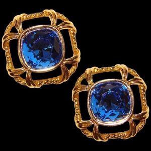 Swarovski Vintage blue crystal Post Earrings